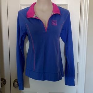 PINK | Contrast stitch 1/4 zip pullover